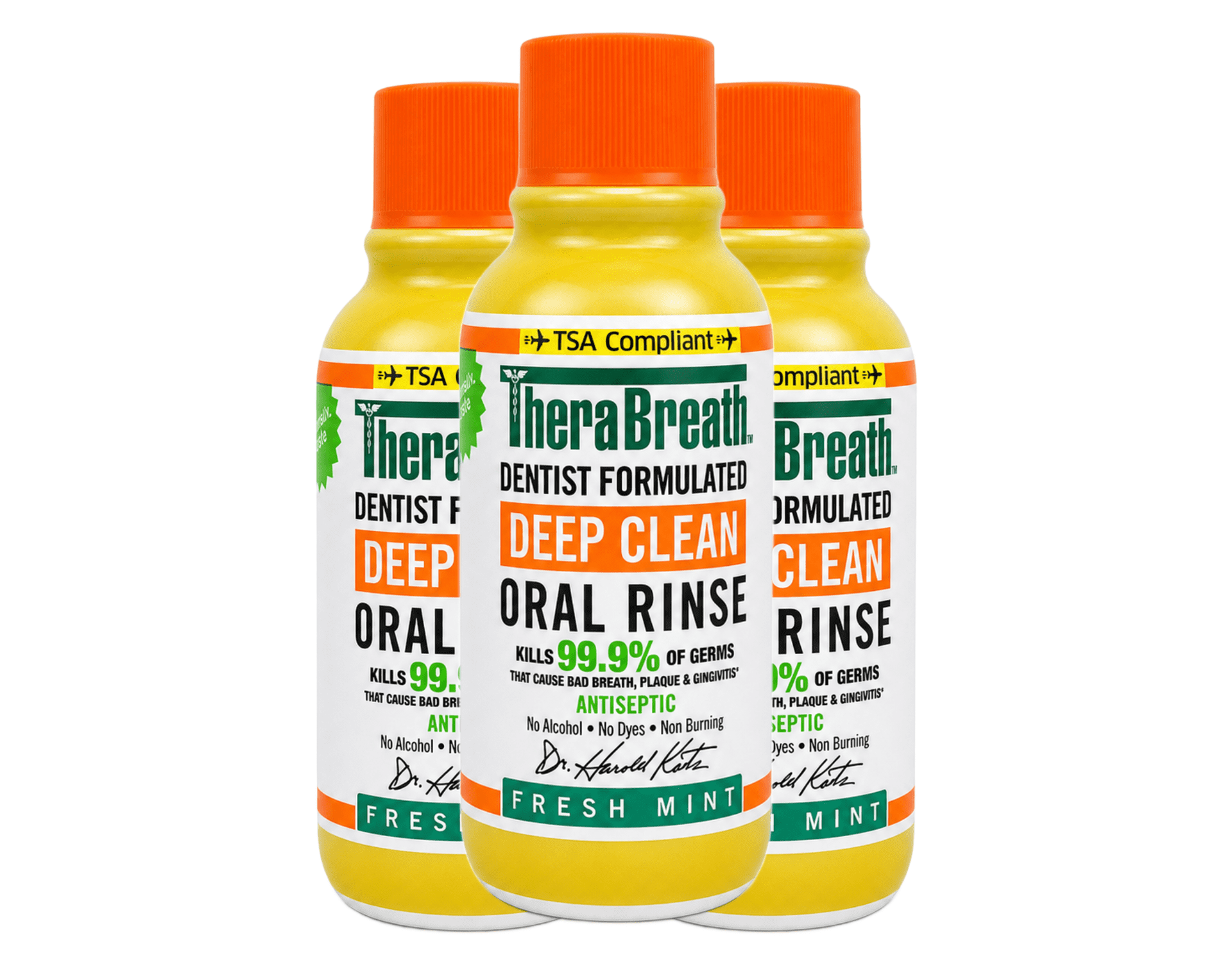 TheraBreath Deep Clean Antiseptic Mouthwash, Fresh Mint, Travel Size 3oz 3 Pack