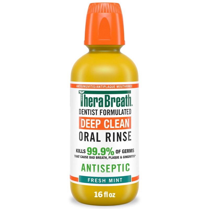 TheraBreath Deep Clean Mouthwash, Alcohol Free, Antiseptic Benefits, Fresh Mint, 16 fl oz