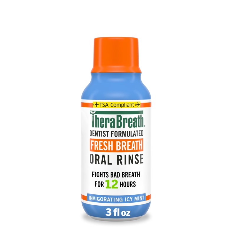 TheraBreath Mouthwash, TSA Compliant Travel Size, Icy Mint Flavor, Alcohol Free, 3 fl oz