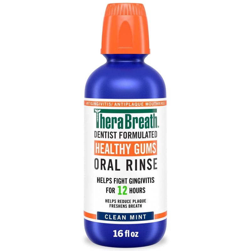TheraBreath Healthy Gums Mouthwash, Antigingivitis Mouth Rinse for Adults, Clean Mint, 16 fl oz