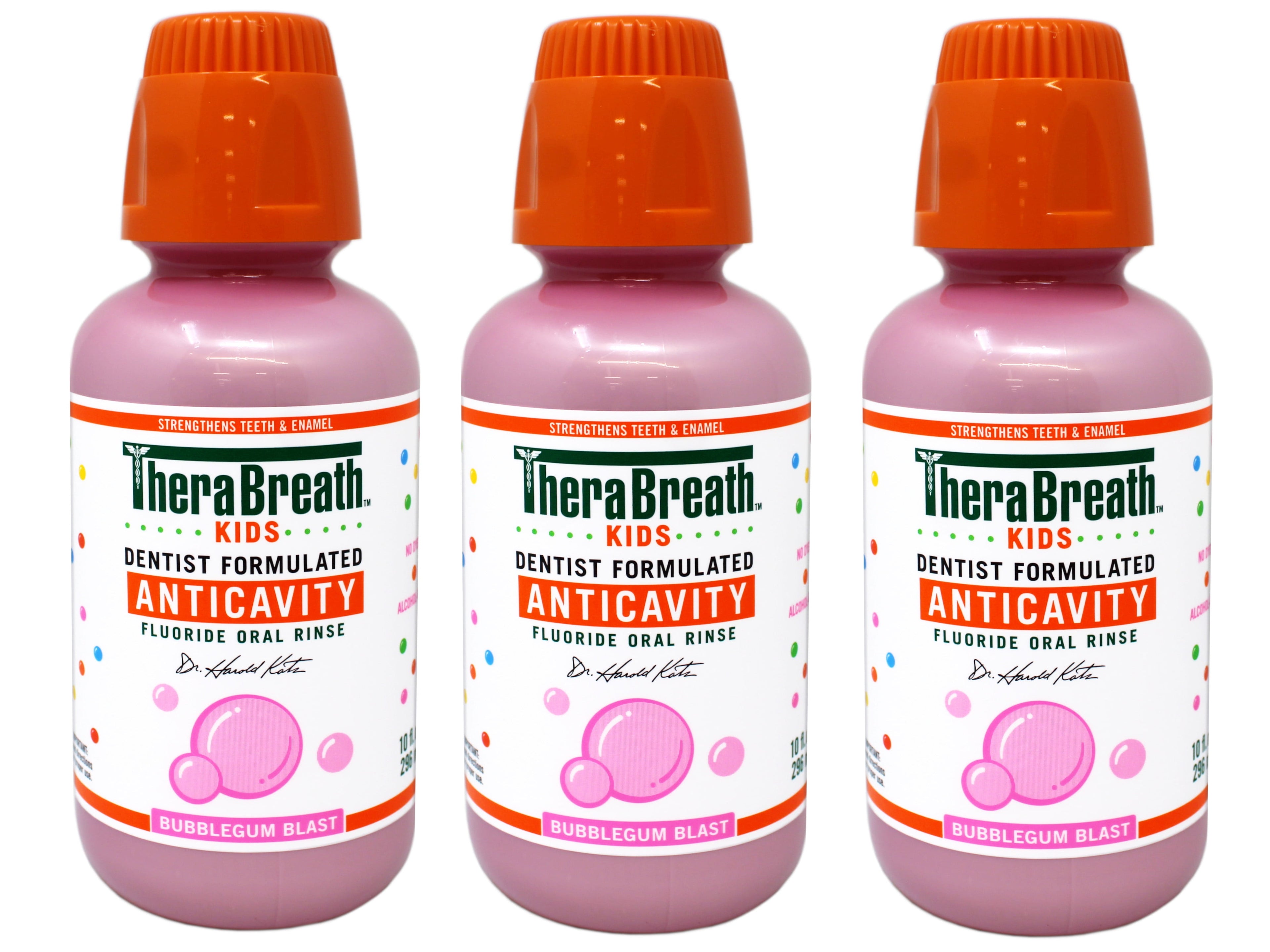 TheraBreath Kids Anticavity Mouthwash, Bubblegum Blast, 10 FL OZ - 3 Pack
