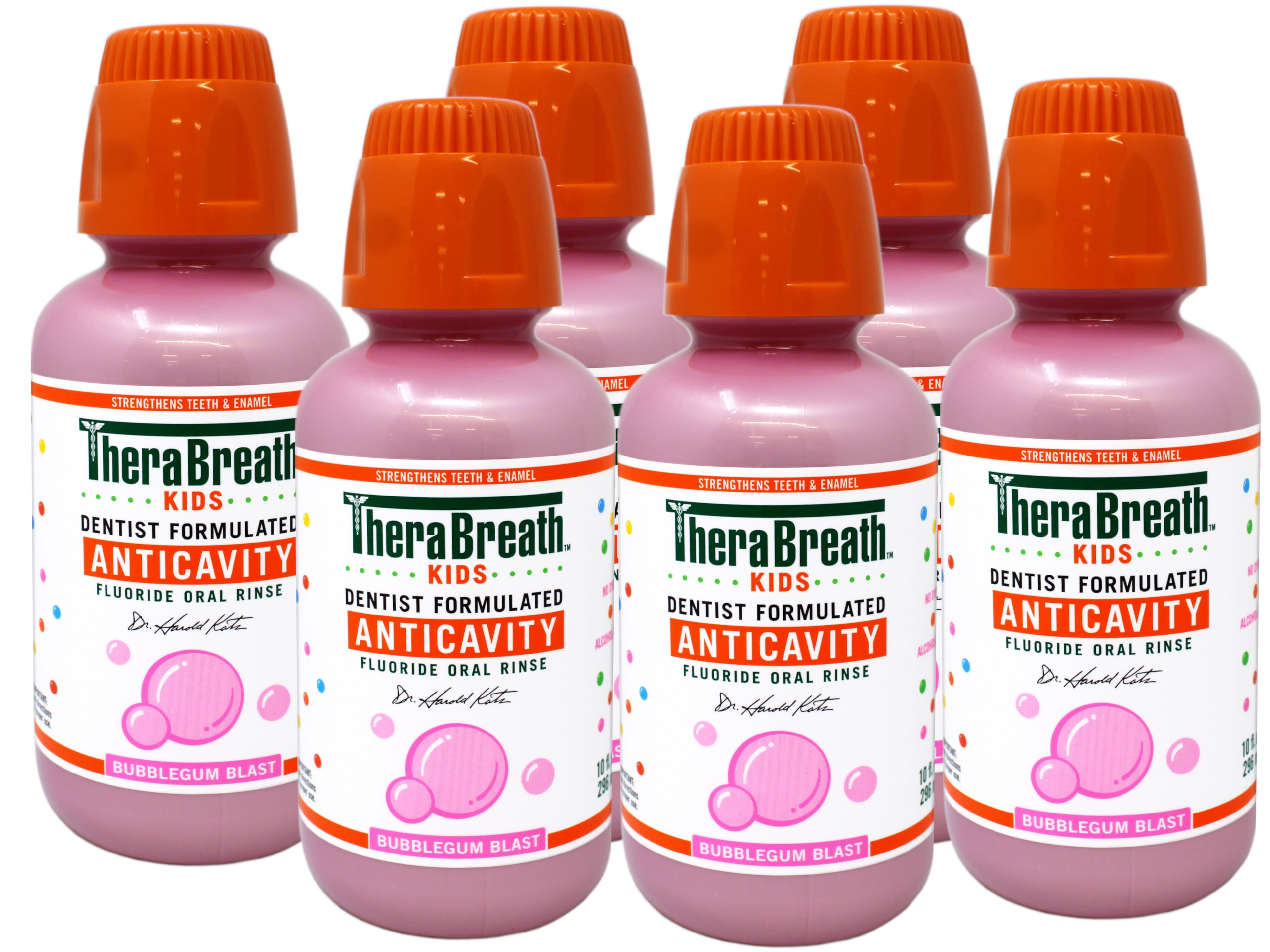 TheraBreath Kids Anticavity Mouthwash, Bubblegum Blast, 10 FL OZ - 6 Pack