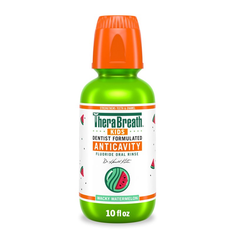 TheraBreath Kids Mouthwash with Fluoride, Organic Wacky Watermelon, Anticavity, 10 fl oz