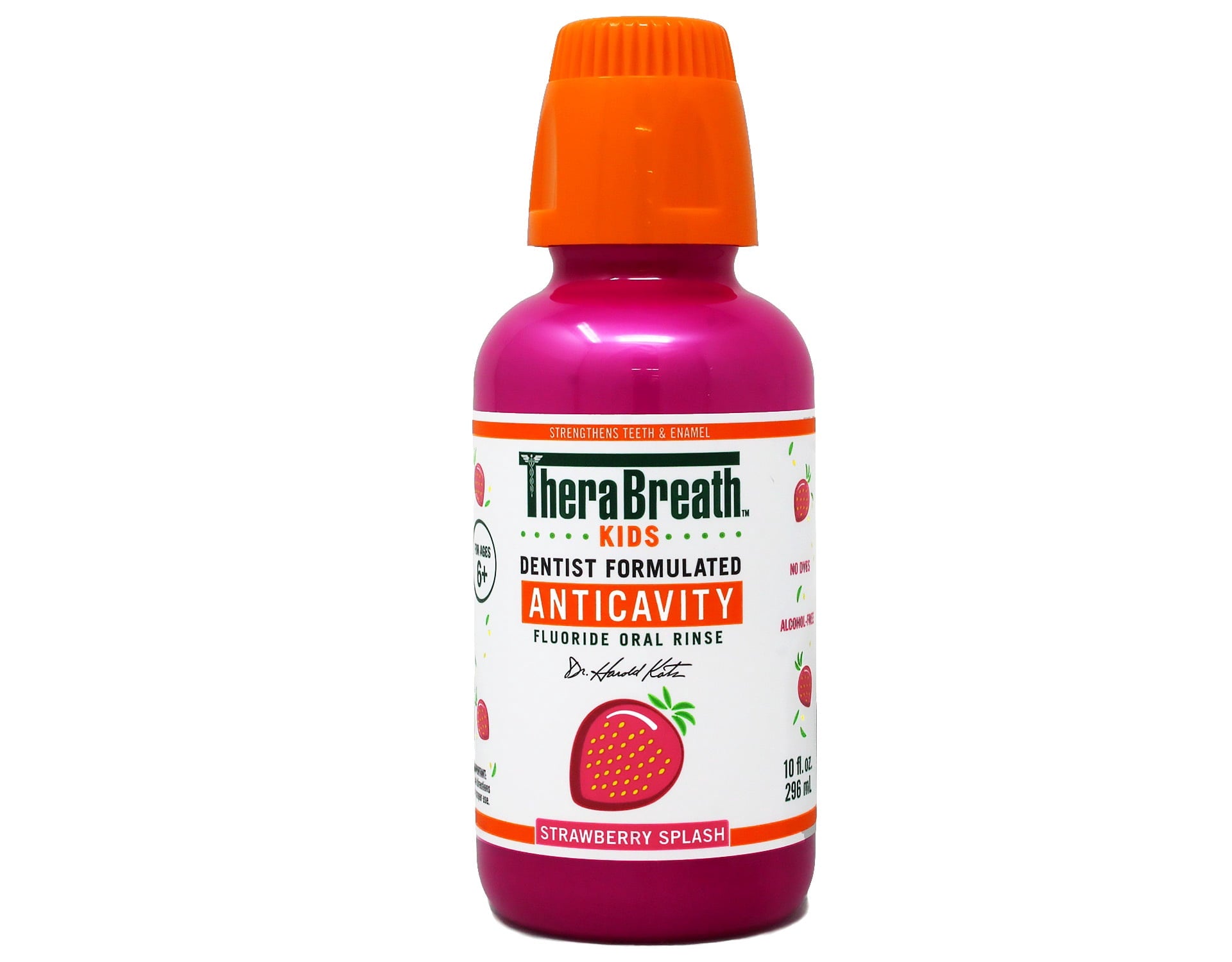 TheraBreath for Kids! Dentist Formulated Anti Cavity Oral RINSE, Strawberry Splash, 10 fl.oz. 296 mL- 2 Pack,