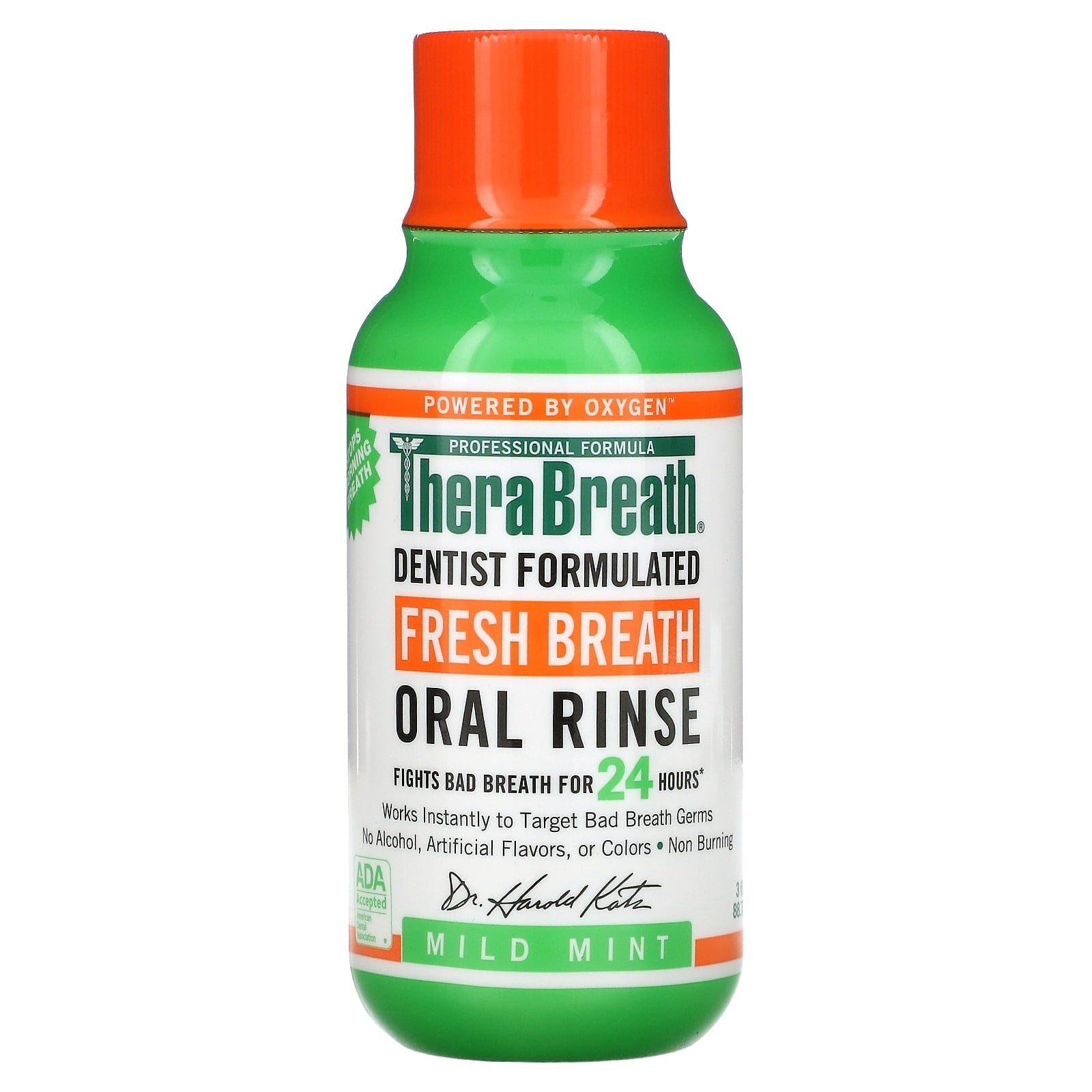 TheraTheraBreath, Fresh Breath Oral Rinse, Mild Mint, 3 fl oz (88.7 ml)