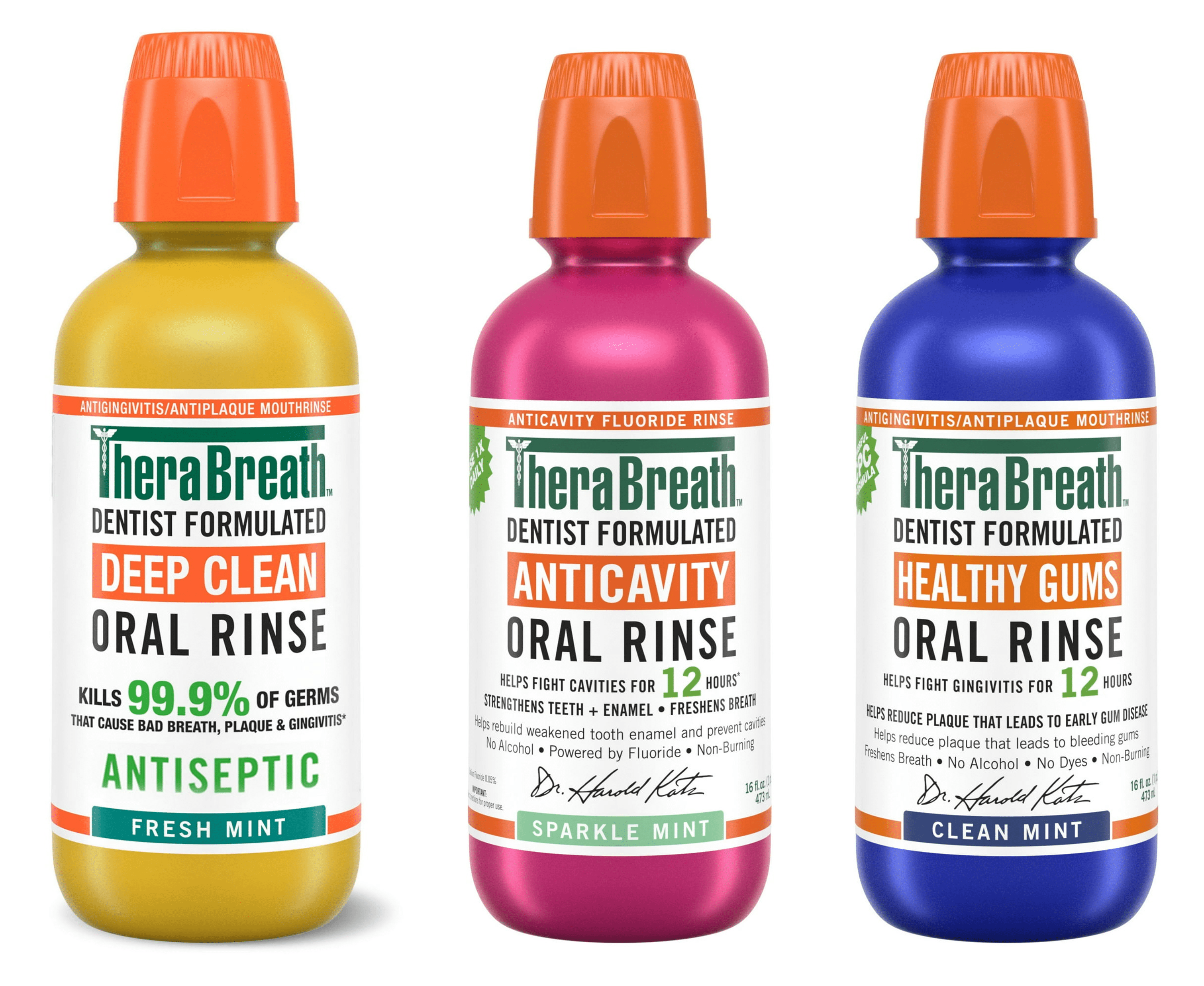 TheraBreath Healthy Smile Mouthwash Bundle, Gum Health, Deep Clean & Anticavity, 16 fl oz (3 Pack)
