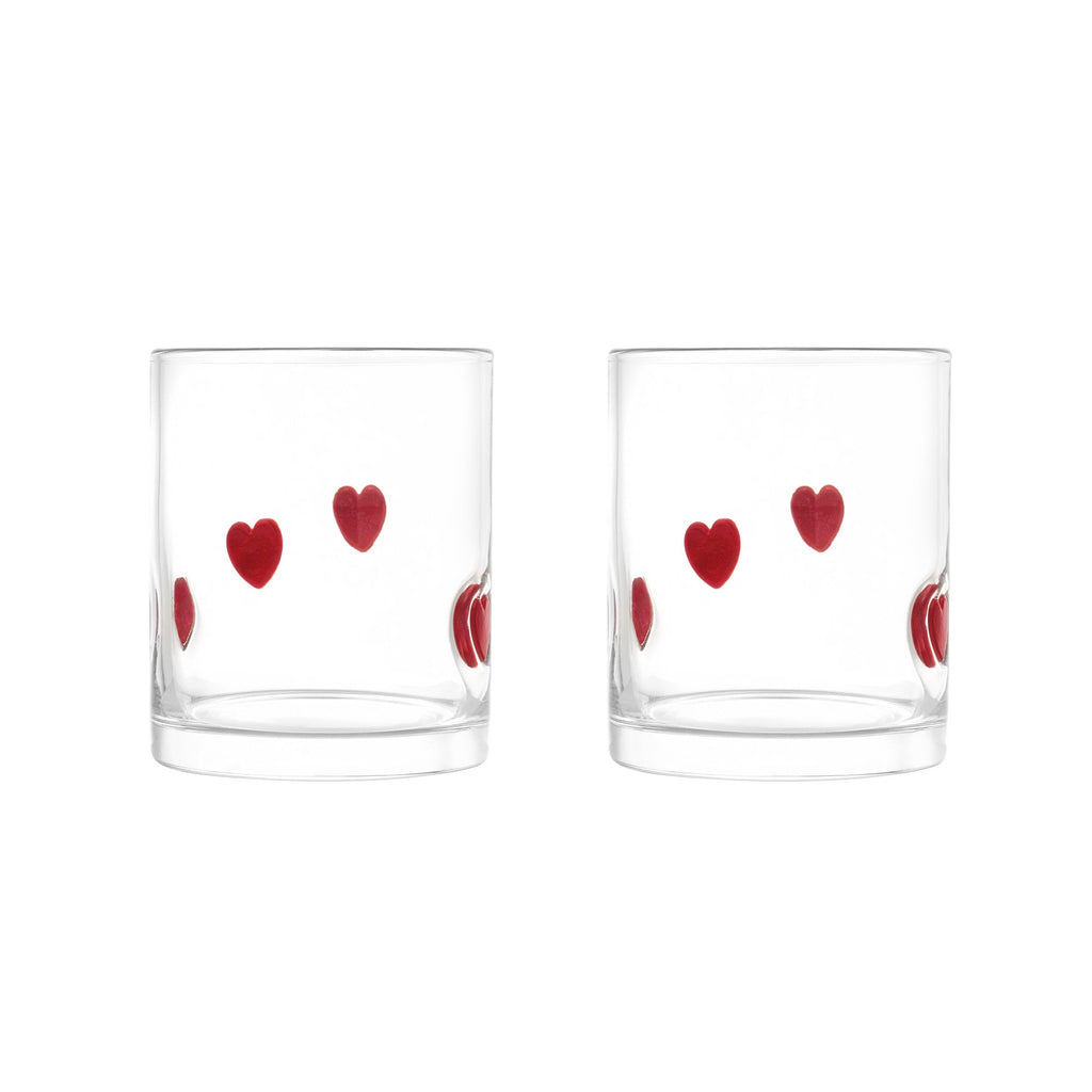 Thyme &amp; Table 12 fl oz Red Hearts Charm Drinking Glasses, Set of 2