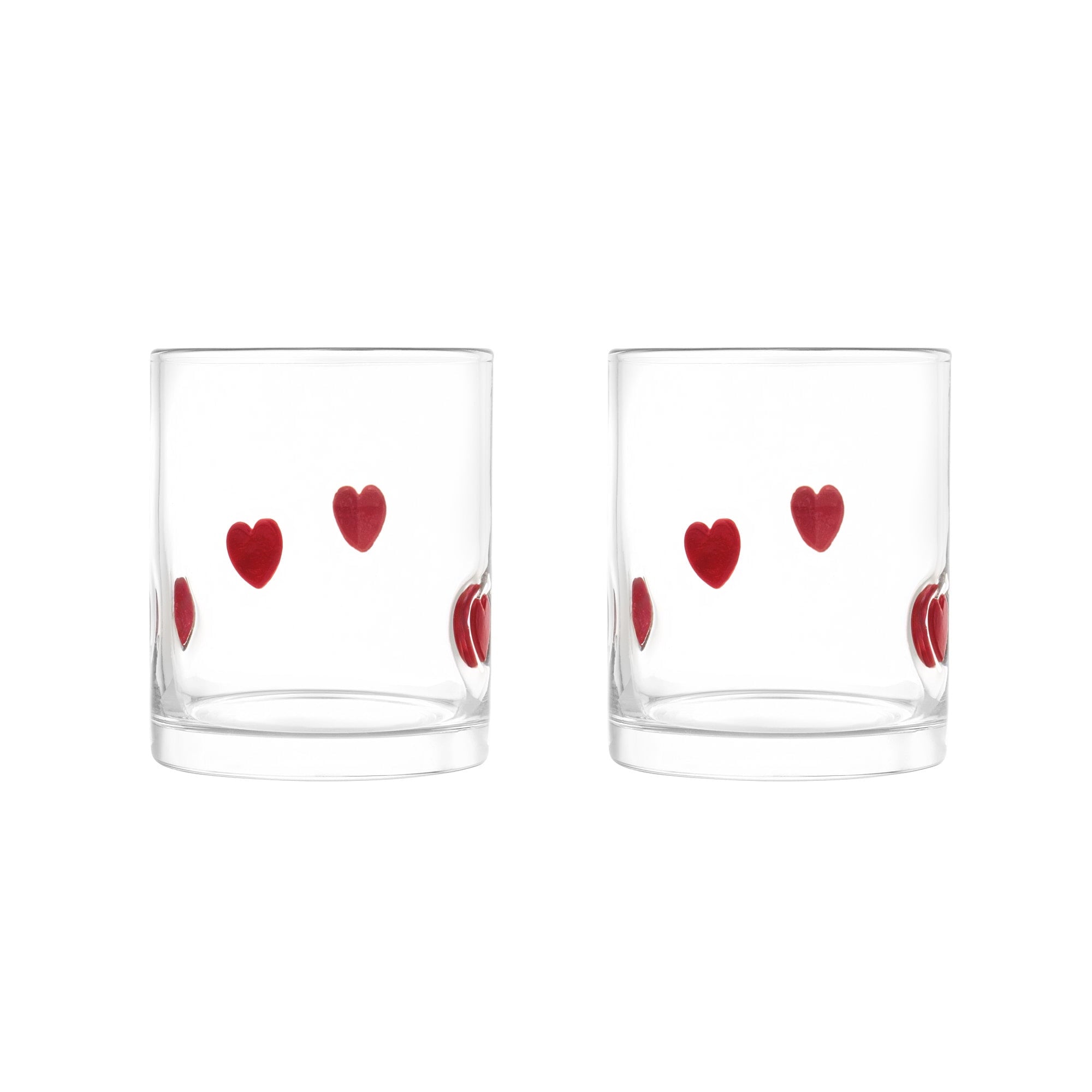 Thyme &amp; Table 12 fl oz Red Hearts Charm Drinking Glasses, Set of 2