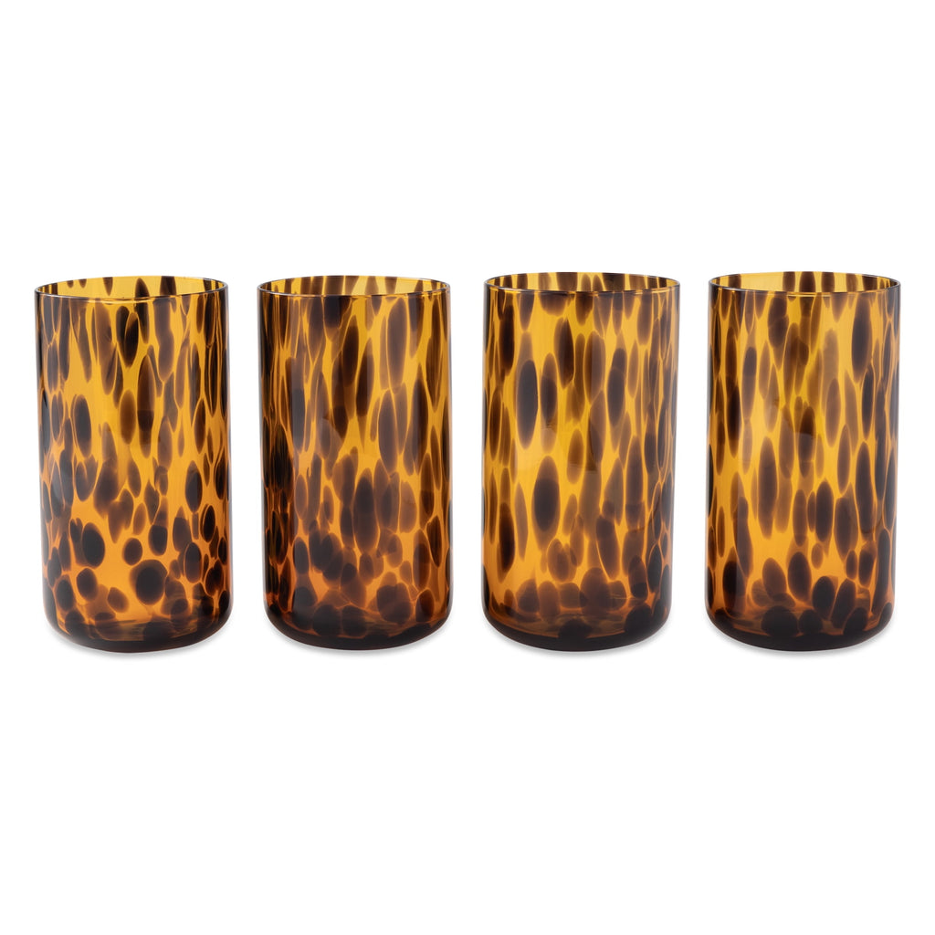 Thyme &amp; Table 20 fl oz Brown Tortoise Drinking Glasses, Set of 4
