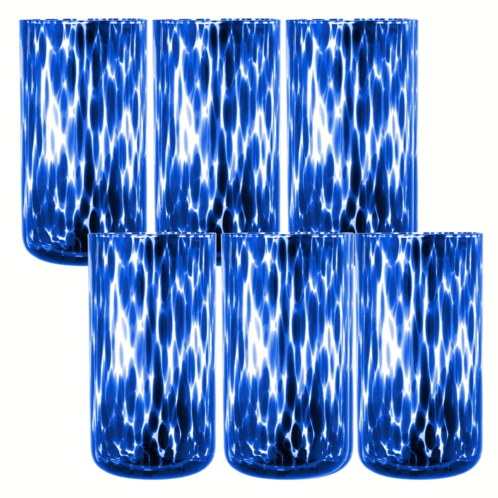 Thyme &amp; Table 20 fl oz Blue Tortoise Drinking Glasses, Set of 6