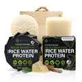 Volumizing Adult Shampoo and Conditioner Set with Longsheng Rice Water, Hidden Waterfall, 2 Piece Bamboo Holder