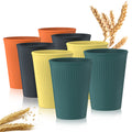 Wheat Straw Unbreakable Cups Set of 8, 12 OZ Drinking Glasses, Plastic Cups, Drinking Cups, Water Glasses, Multicolor