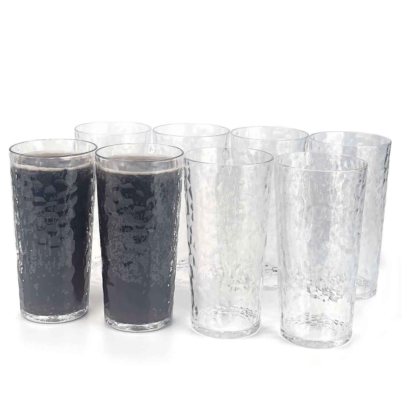 24-Ounce Plastic Tumbler Acrylic Drinking Glasses, Plastic Cups, , , Shatter Proof, , Set of 8 ( Multicolor )