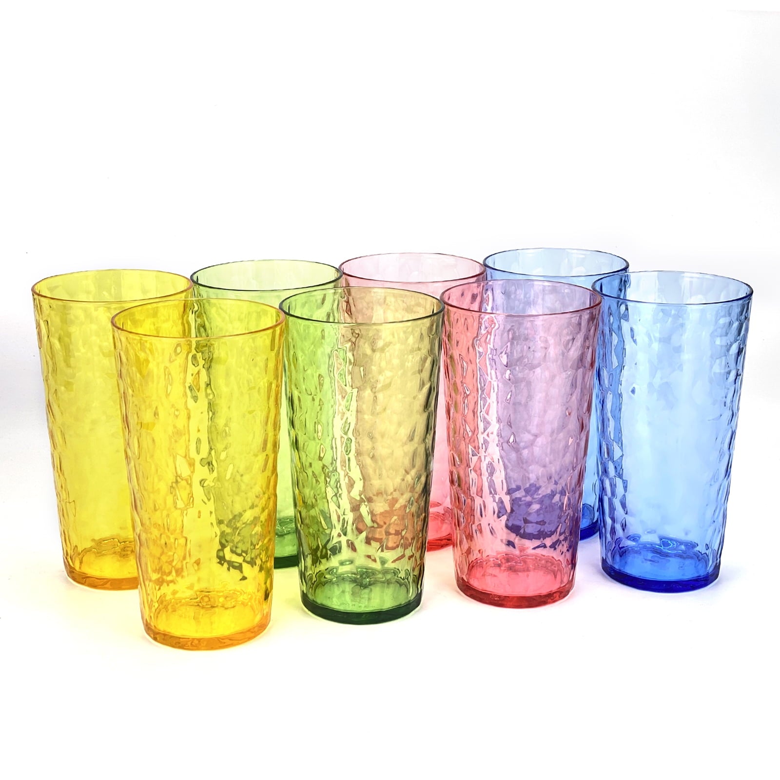 24-Ounce Plastic Tumbler Acrylic Drinking Glasses, Plastic Cups, , , Shatter Proof, , Set of 8 ( Multicolor )