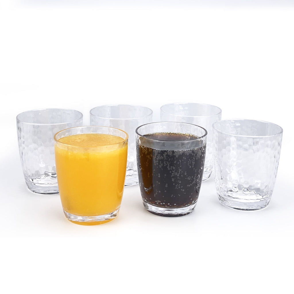 Hammered Style 15-ounce/430ml Acrylic Glasses Plastic Tumbler, Set of 6 Multi-Color,BPA Free,