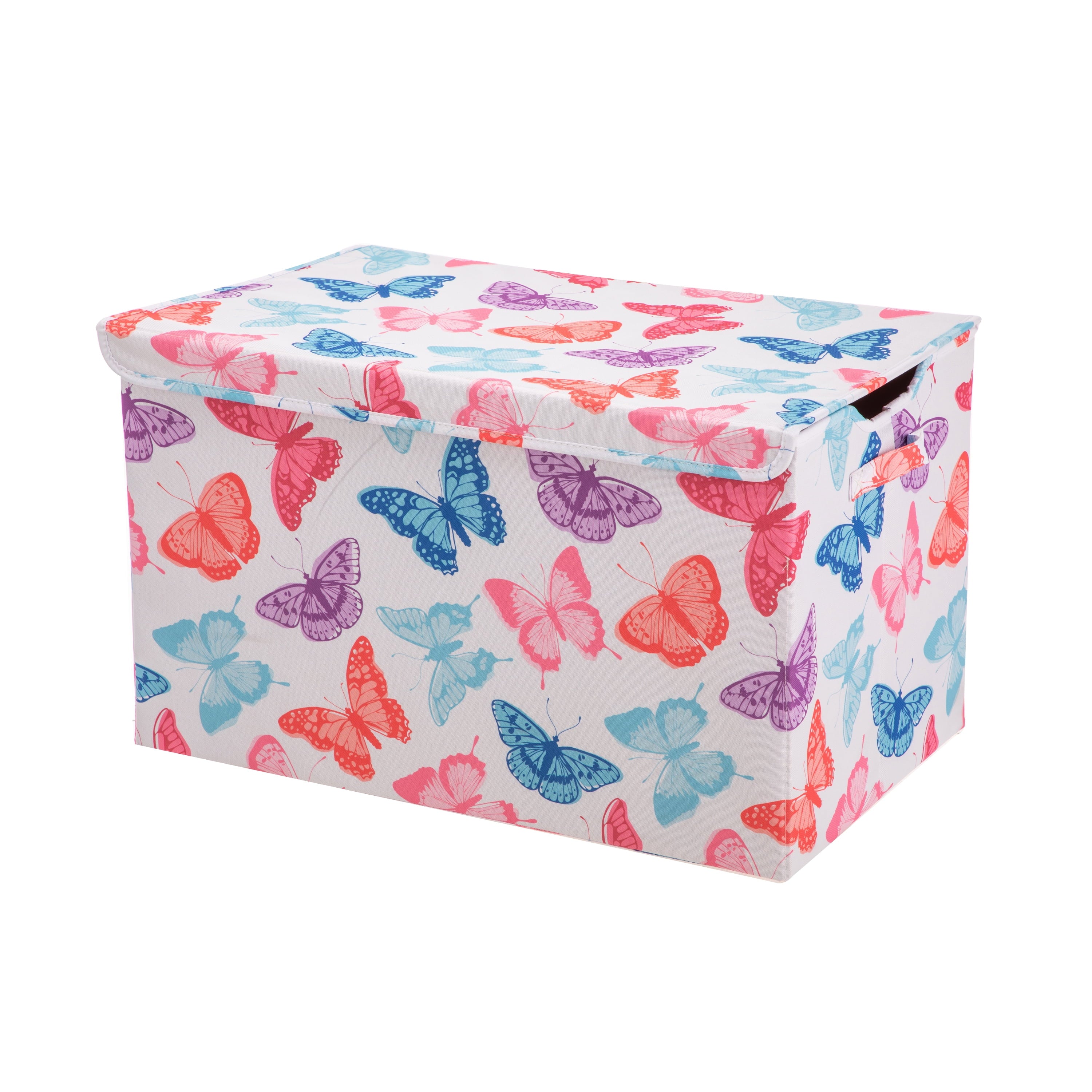 Kids Butterfly Pattern Collapsible Toy Storage Trunk, 24 in x 14.8 in x 15 in