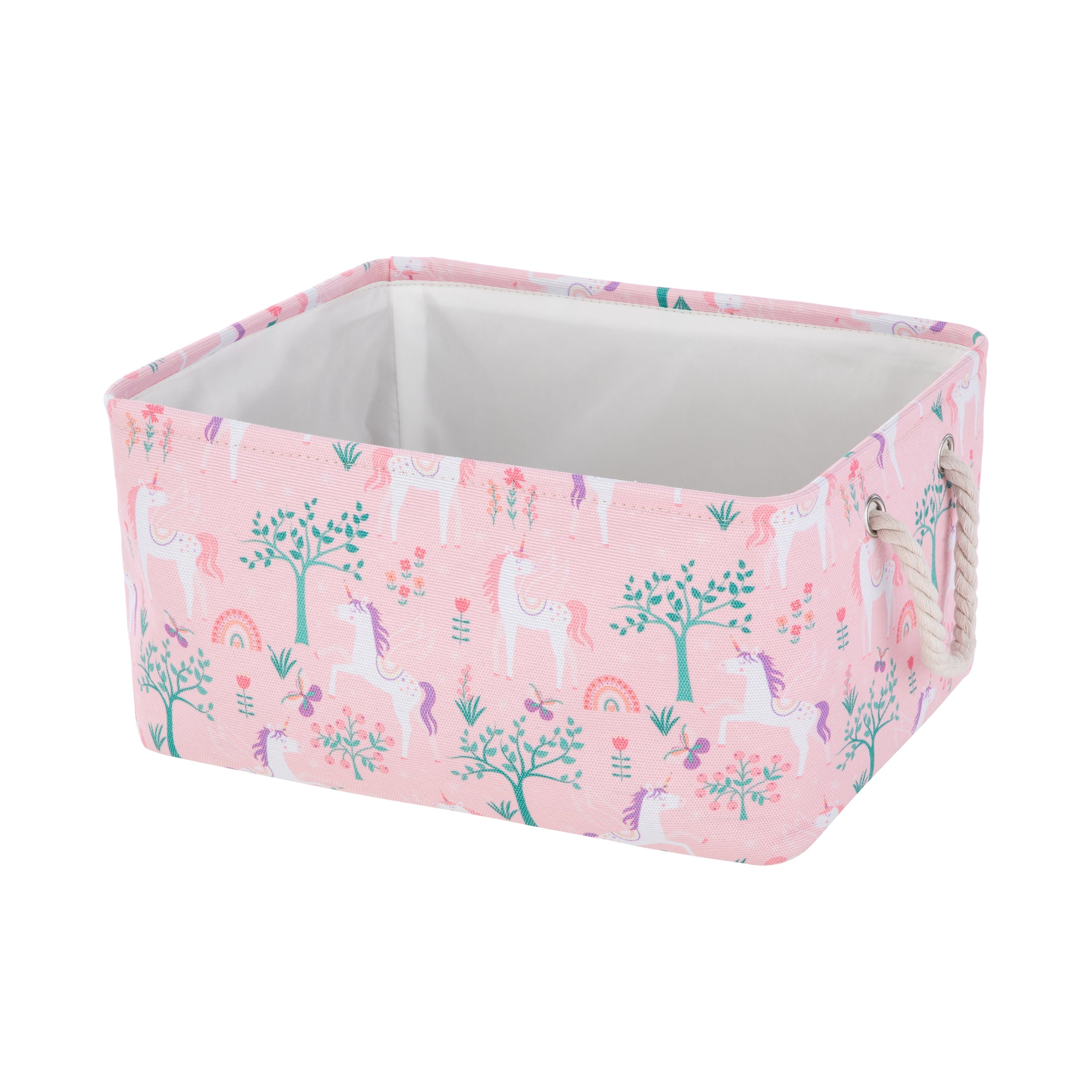 Kids Butterfly Canvas Storage Basket with Handles, 15 in x 11 in x 7.8 in
