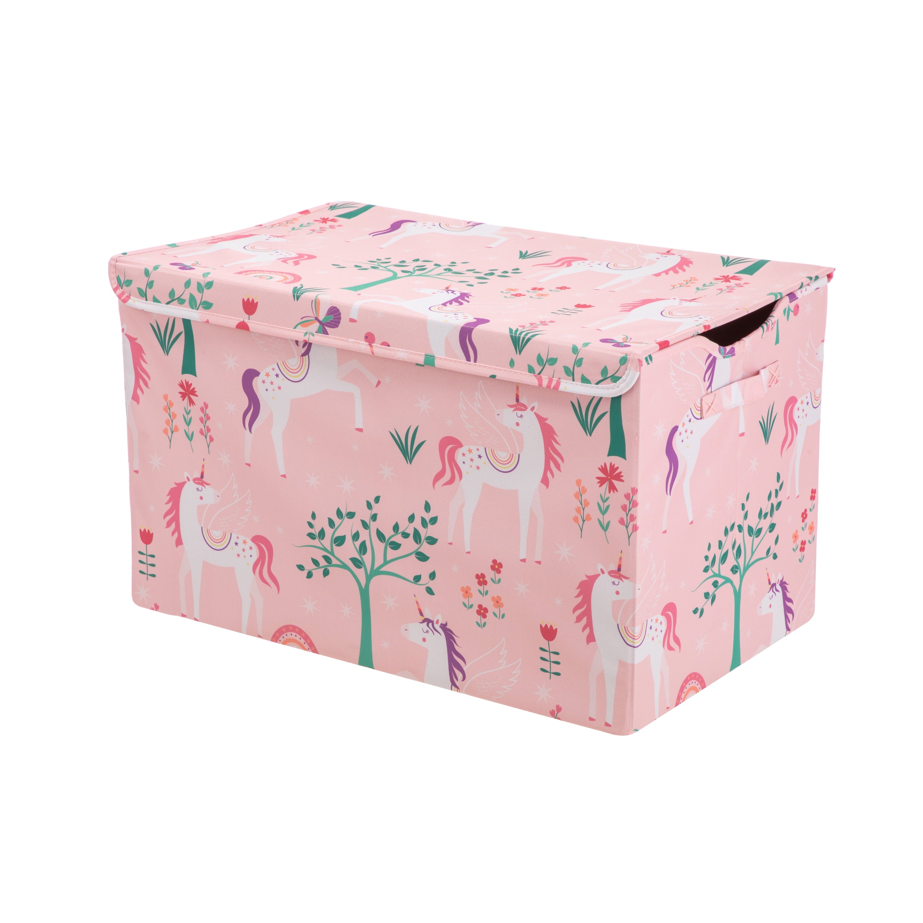 Kids Butterfly Pattern Collapsible Toy Storage Trunk, 24 in x 14.8 in x 15 in