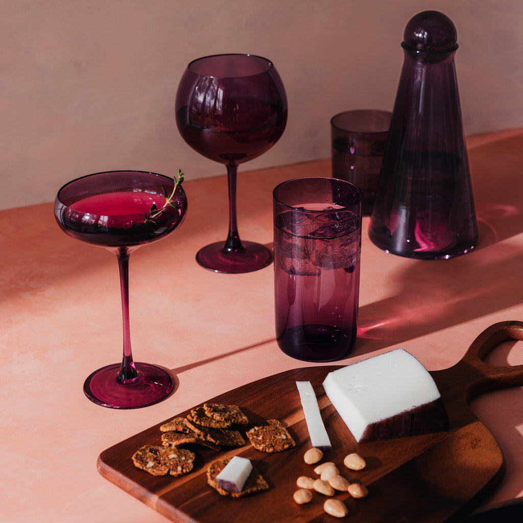 Thyme &amp; Table 12 fl oz Magenta Sphere Drinking Glasses, Set of 4