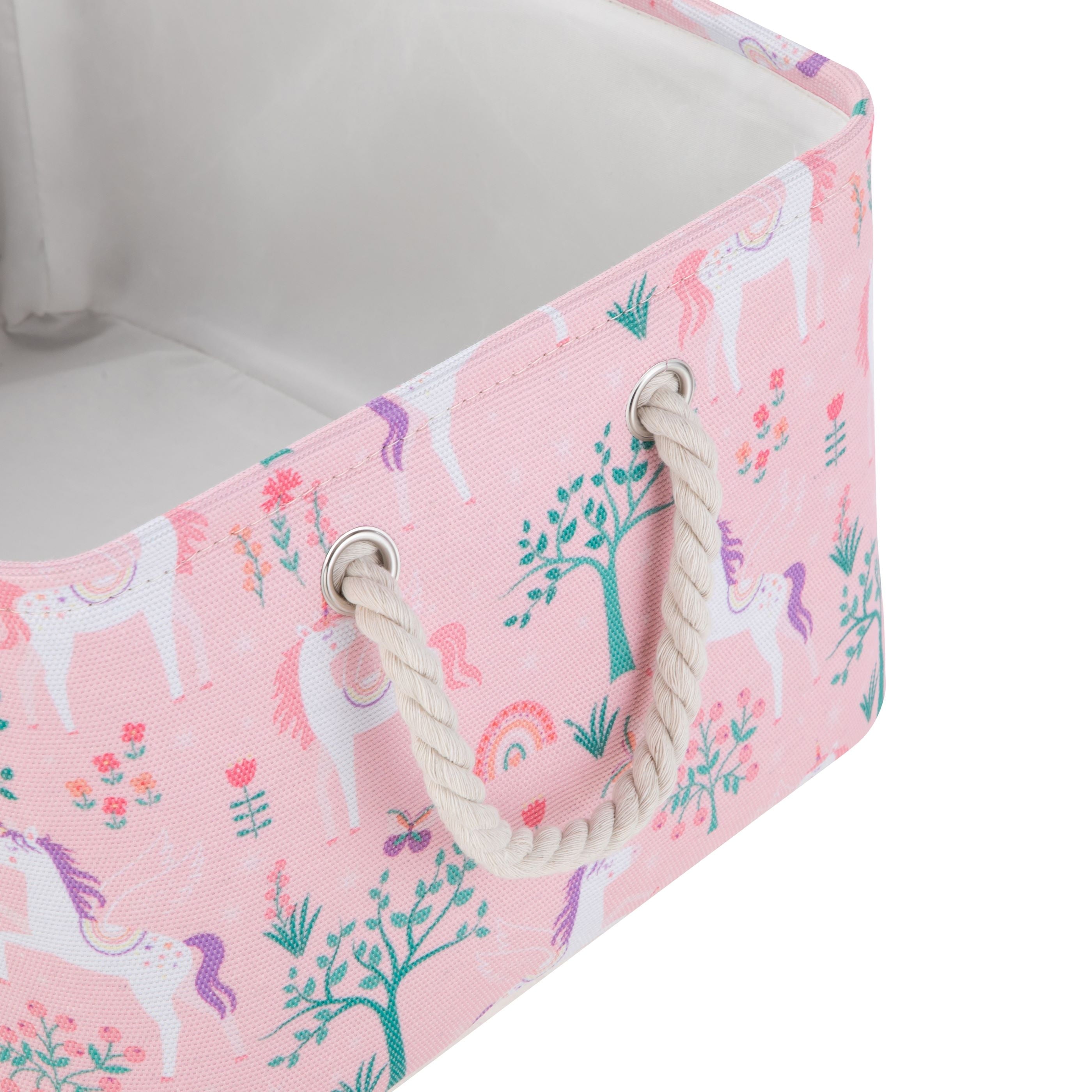 Kids Butterfly Canvas Storage Basket with Handles, 15 in x 11 in x 7.8 in