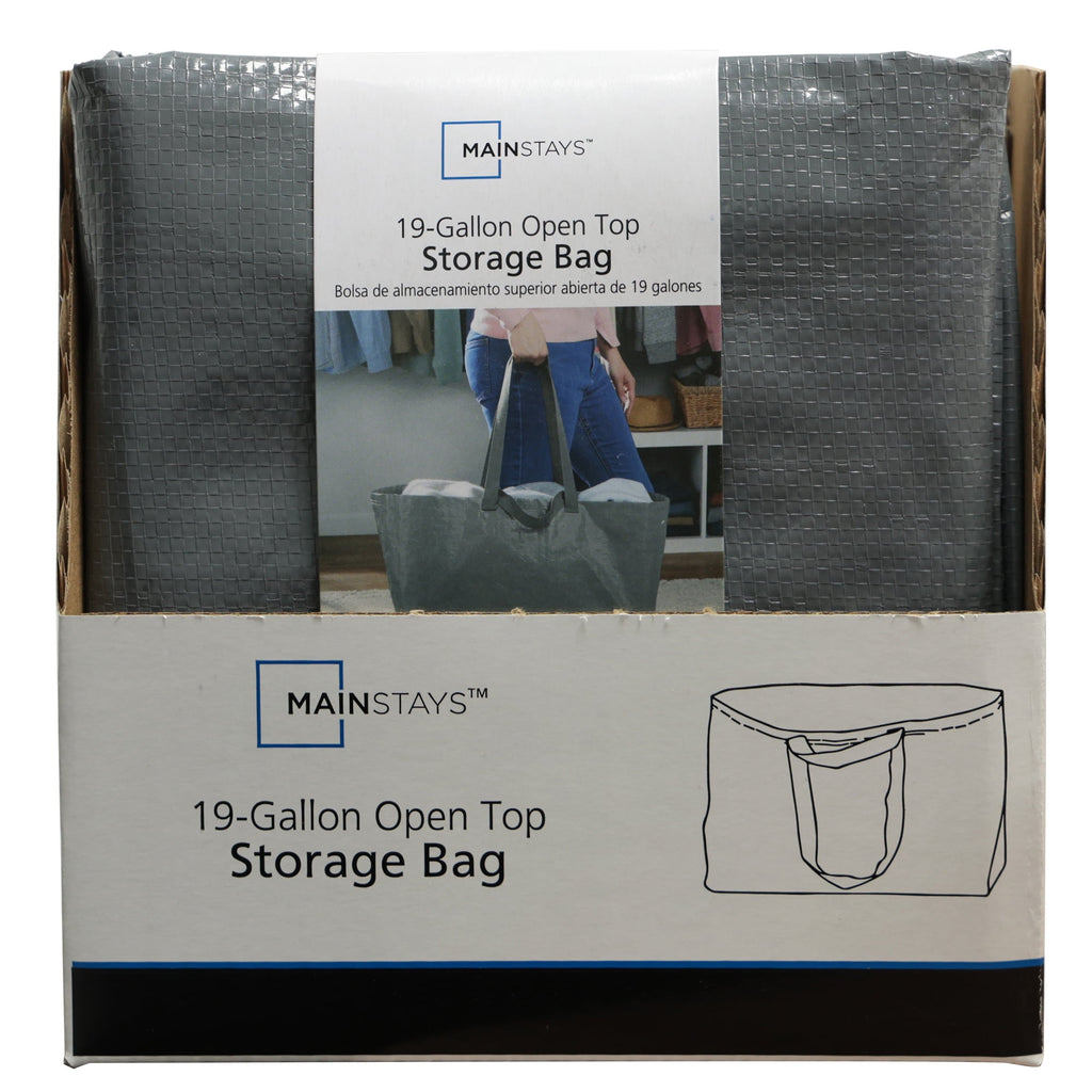 Heavy Duty Open Top Storage Bag, Grey, 19 Gallon