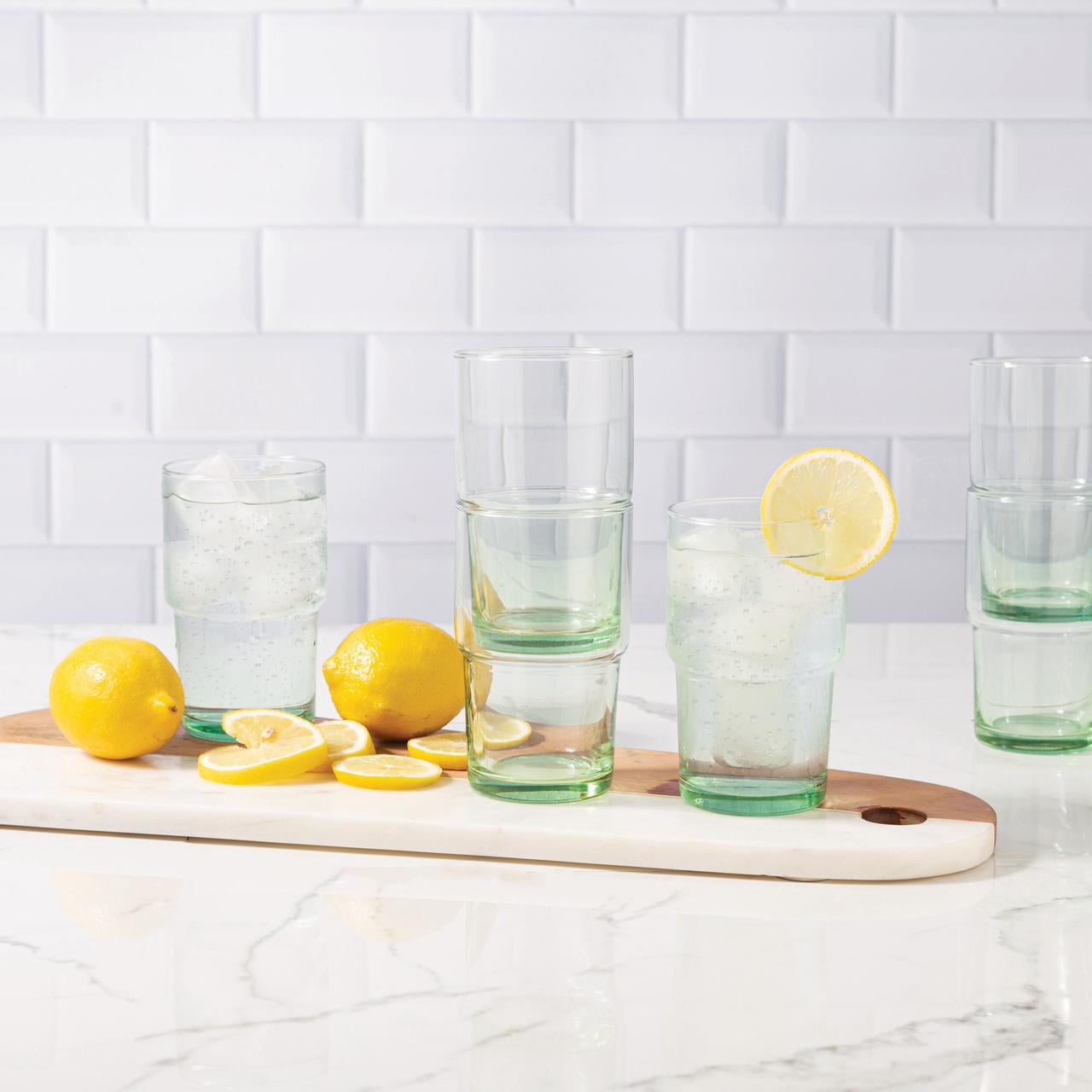 Better Homes &amp; Gardens Clear Green Glass, Glassware, 8 Pack, 15 oz