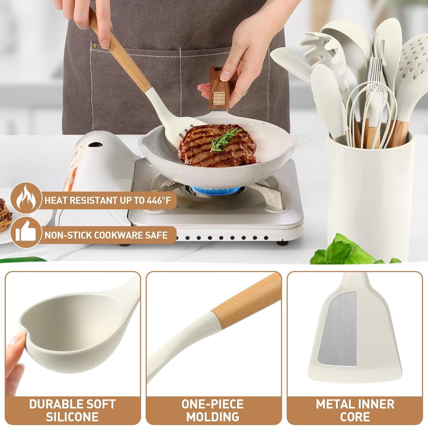 Silicone Kitchen Utensil Set, 12PCS Kitchen Gadgets and Tools