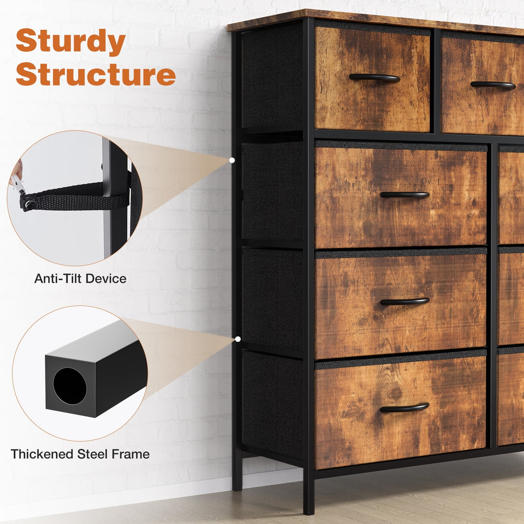 8-Drawer Fabric Dresser Storage Chest for Bedroom, Closet, Entryway, Storage Furniture for Adults, Black