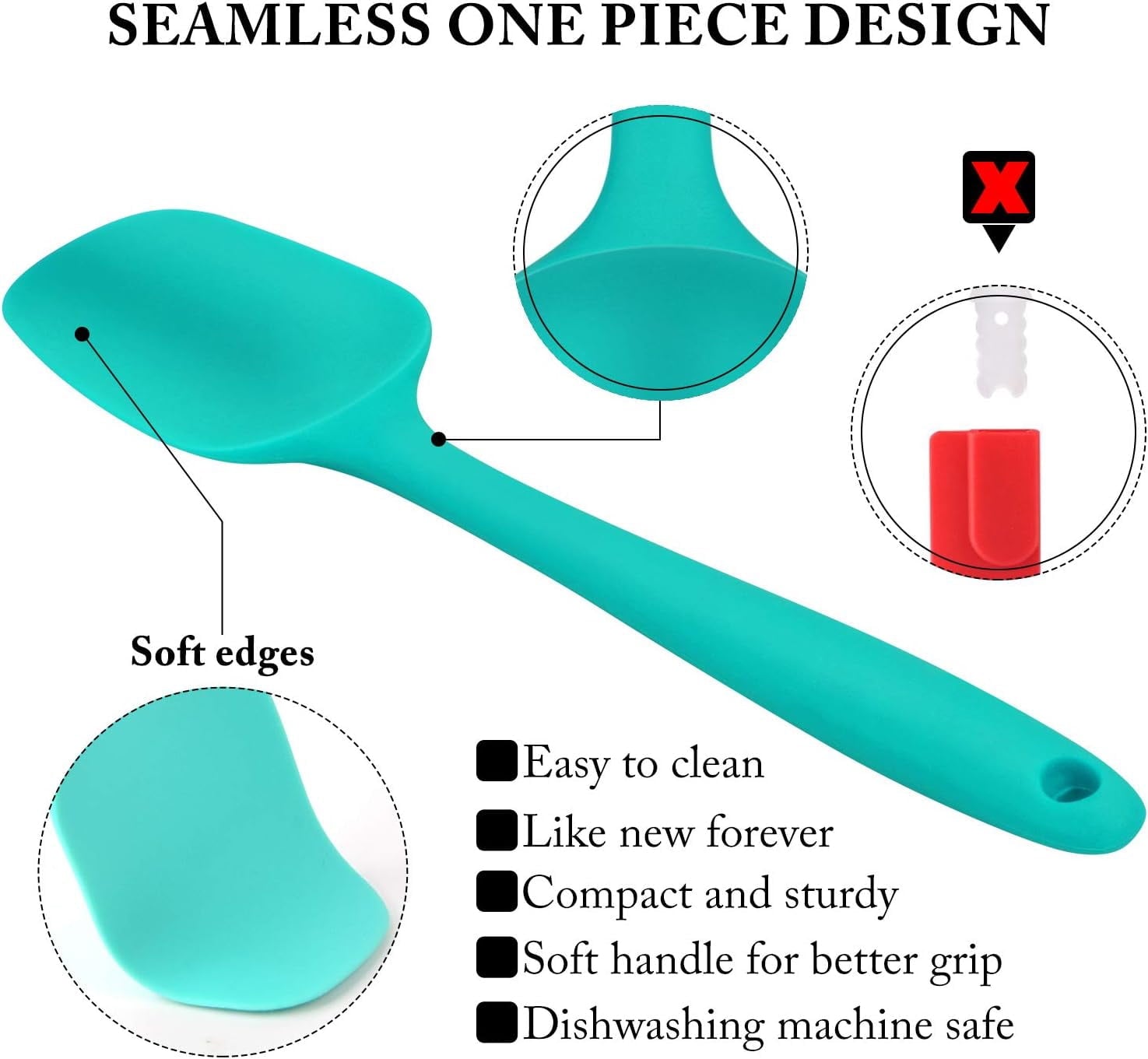 Food Grade Silicone Rubber Spatula Set, 5 Pcs Kitchen Cooking Baking Mixing Utensil Sets, High Non Stick Dishwasher- Khaki
