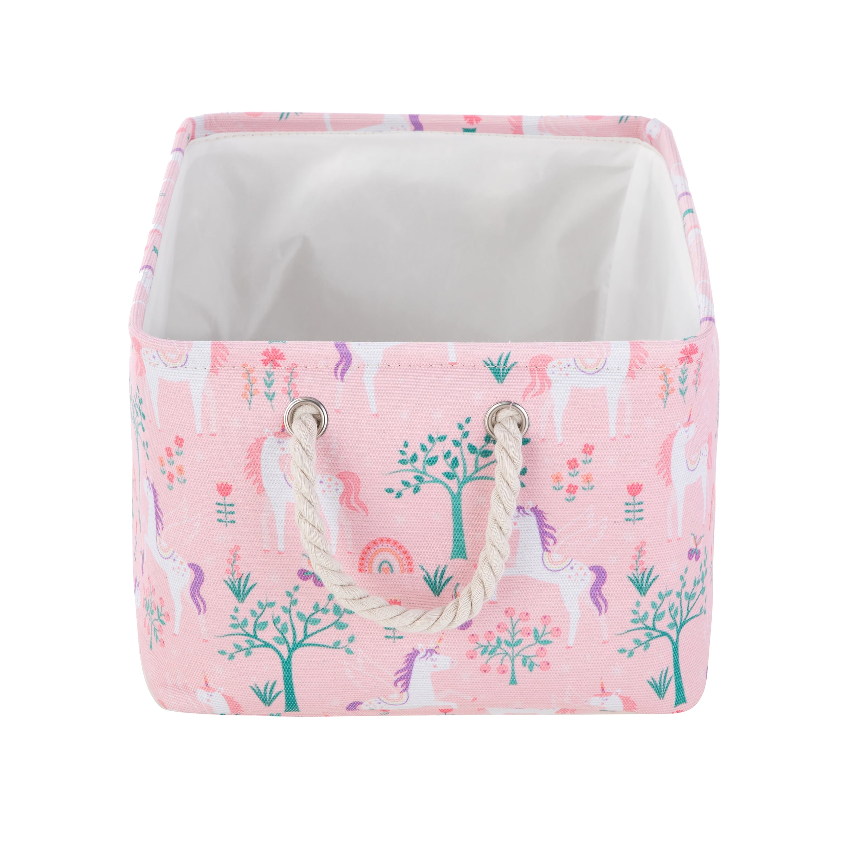 Kids Butterfly Canvas Storage Basket with Handles, 15 in x 11 in x 7.8 in