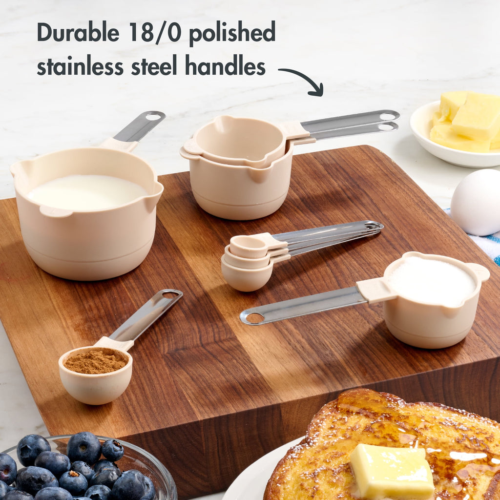 8 Piece Measuring Cups and Spoons Set, Light Gray