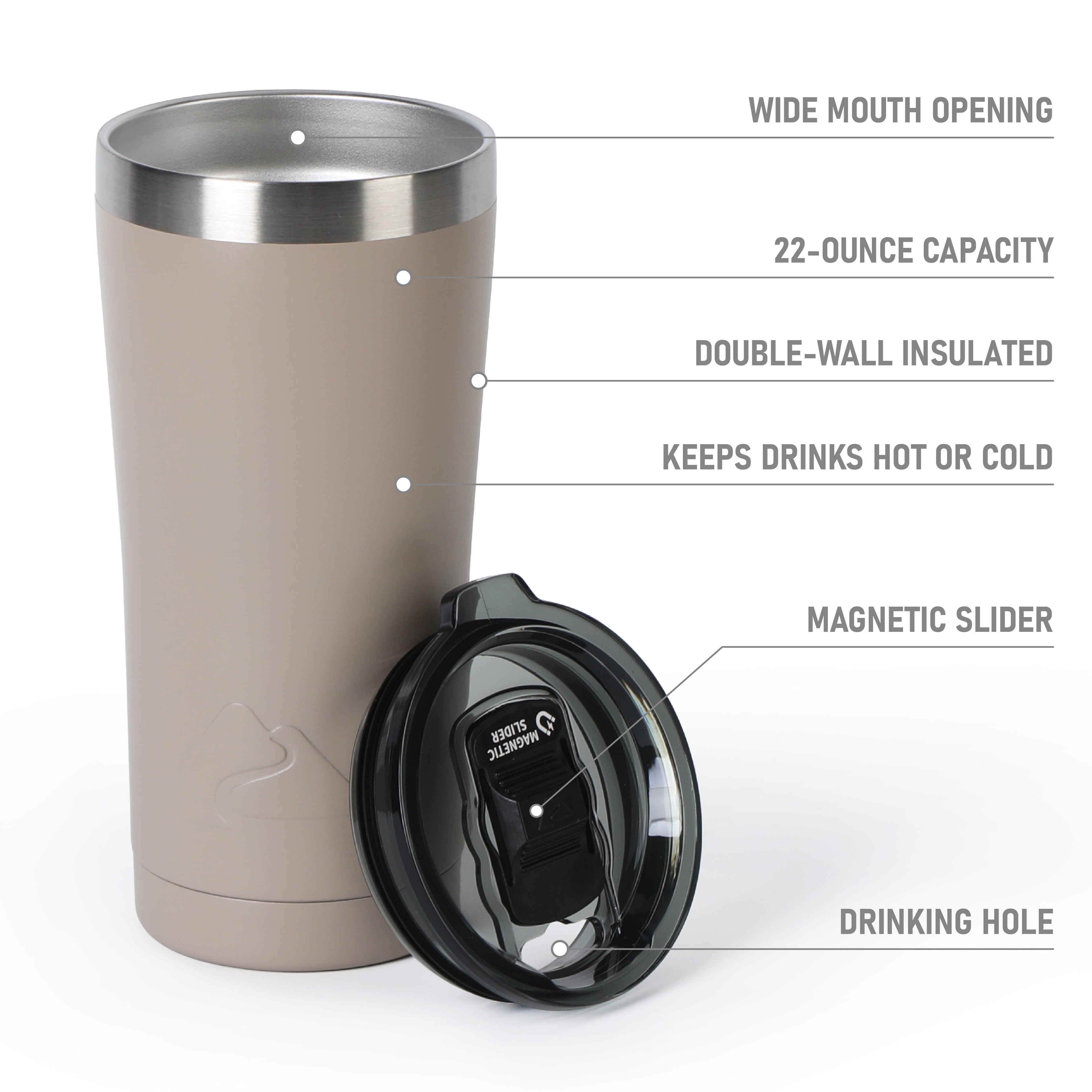 Ozark Trail 22 oz Stainless Steel Insulated Tumbler, Black