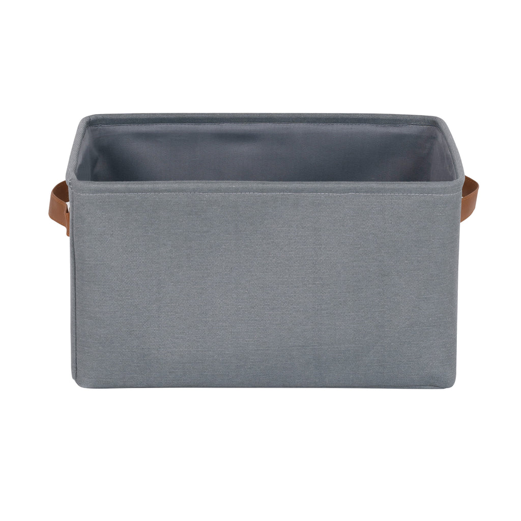 Natural Canvas Fabric Decorative Storage Basket with Handles, 15 in x 8 in x 11 in