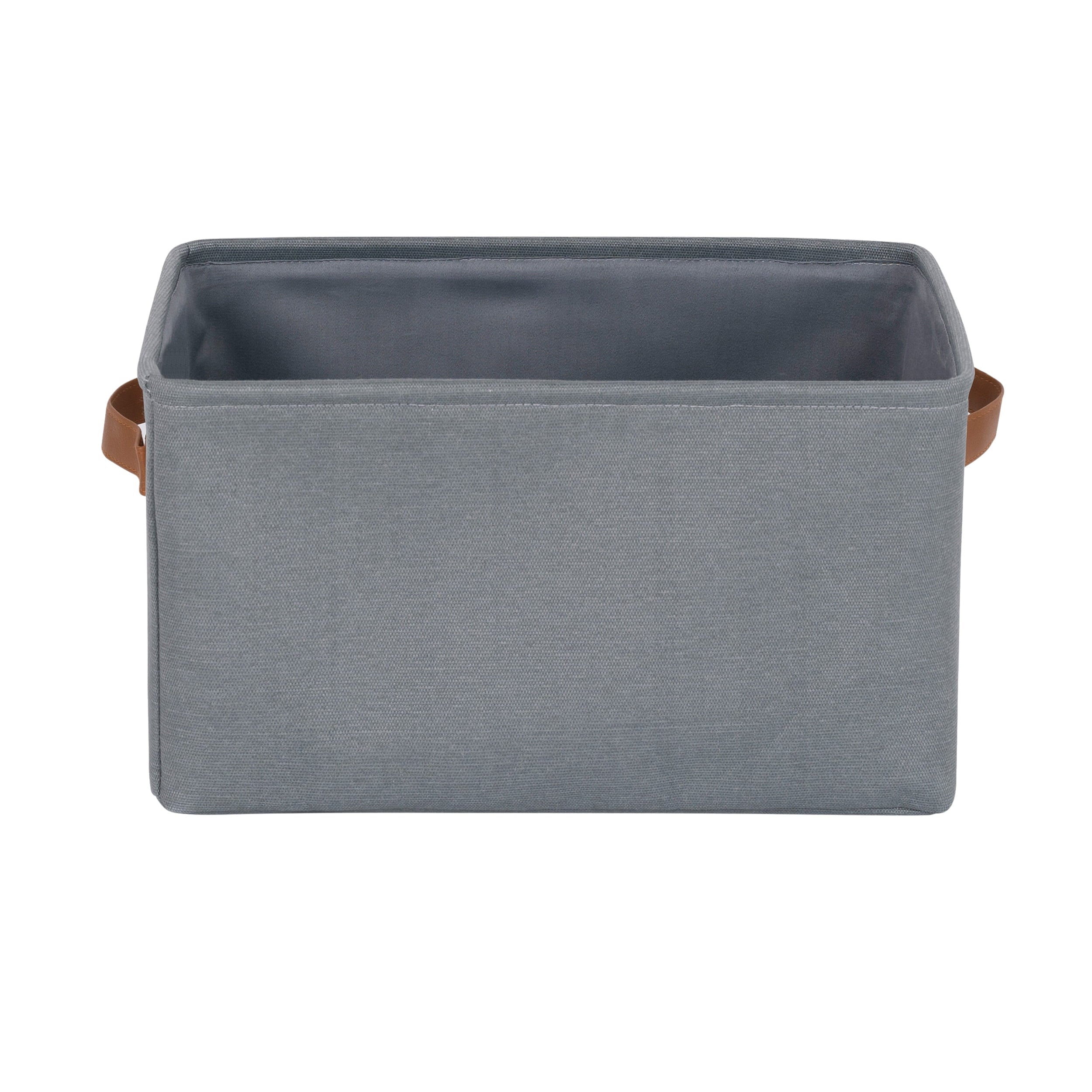 Natural Canvas Fabric Decorative Storage Basket with Handles, 15 in x 8 in x 11 in