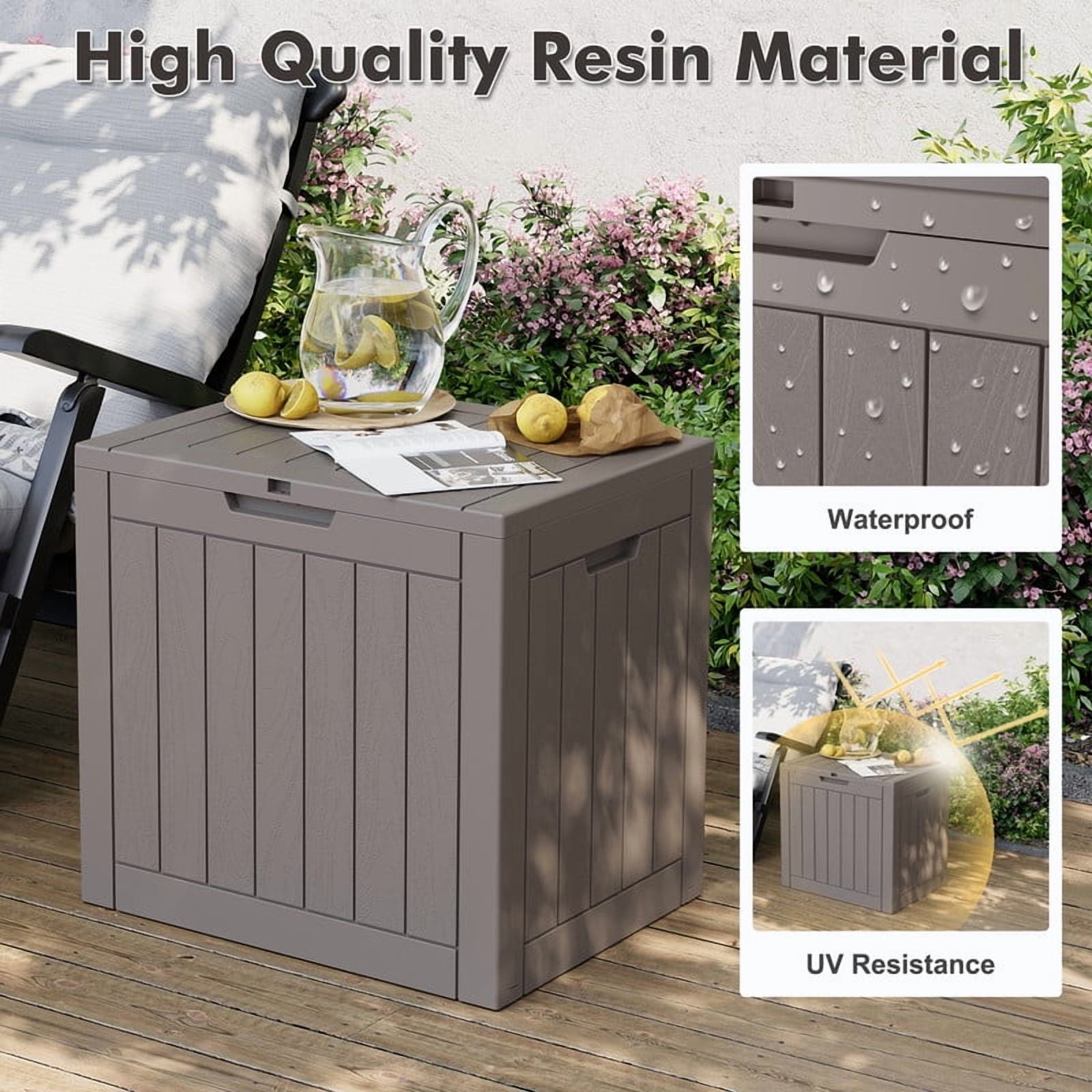 31 Gallon Deck Box, Resin Outdoor Storage Box, and Storage Deck Box for Garden Tools, Supplies, Toys