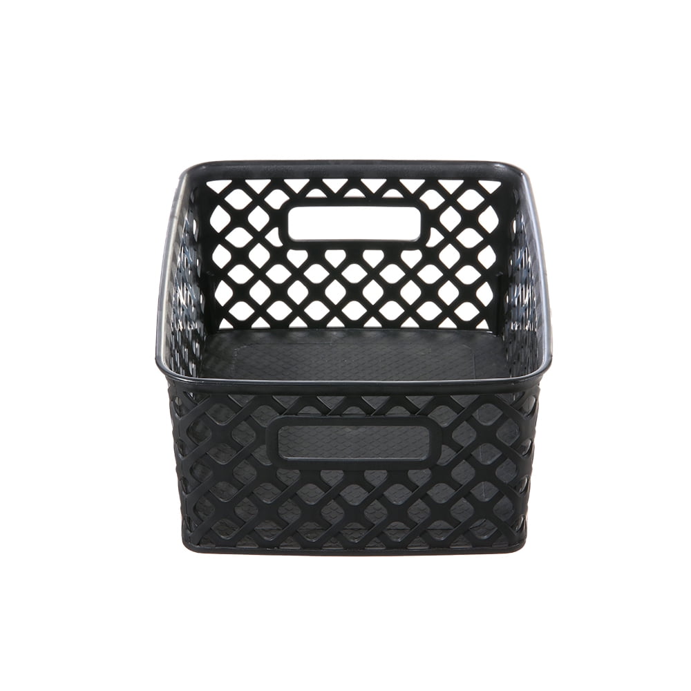 Small White Decorative Plastic Storage Basket, 10 in x 8 in x 4 in