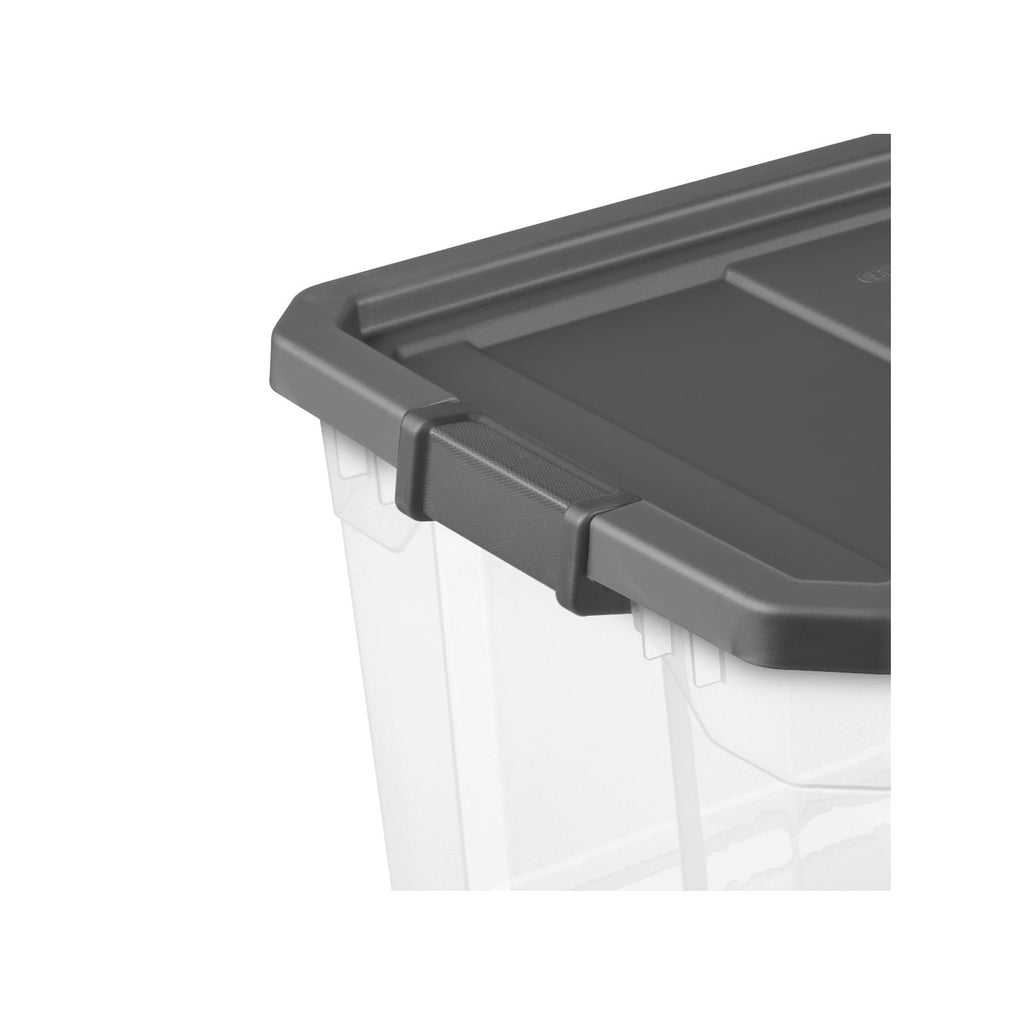 76 Quart Stacker Storage Bin, Clear Plastic Storage Container with Latch Lid, , Dark Gray