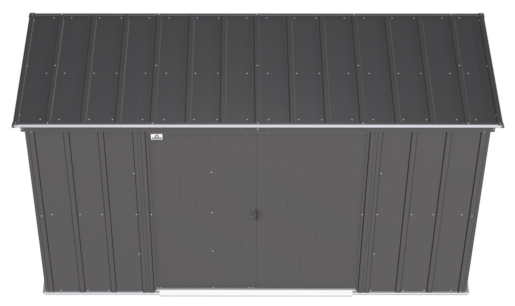 Arrow Classic Galvanized Steel Storage Shed, Charcoal, 10-ft x 4-ft