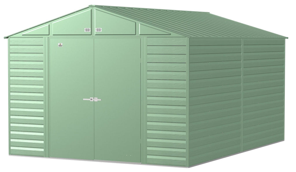 Arrow Select Galvanized Steel Storage Shed, Sage Green, 10-ft x 14-ft