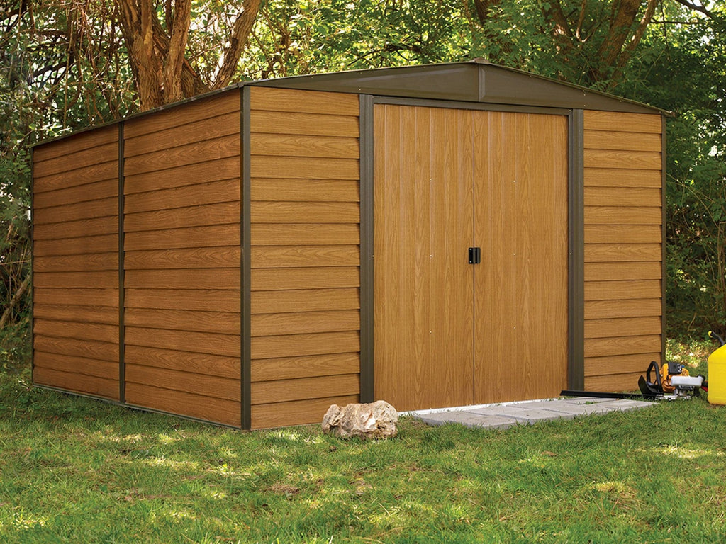 Arrow Woodridge Electro Galvanized Steel Storage Shed, 10-ft x 12-ft