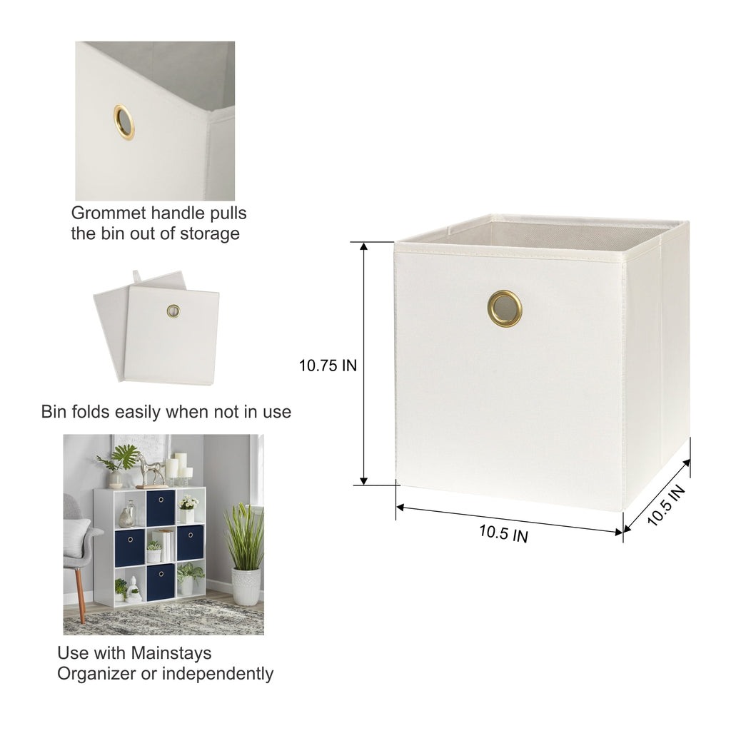 Collapsible Fabric Cube Storage Bins (10.5" x 10.5"), Blue Cove, 4 Pack