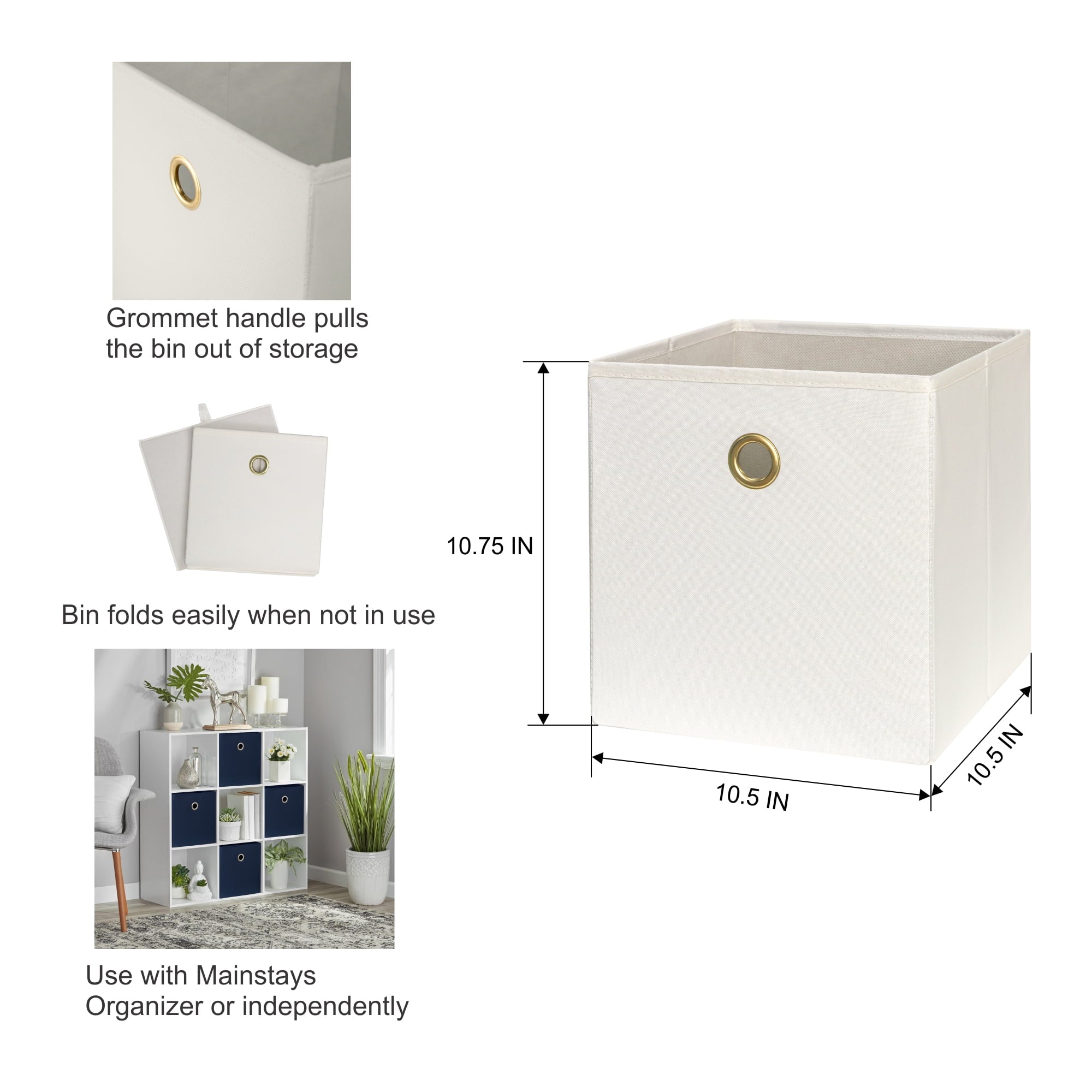 Collapsible Fabric Cube Storage Bins (10.5" x 10.5"), Blue Cove, 4 Pack