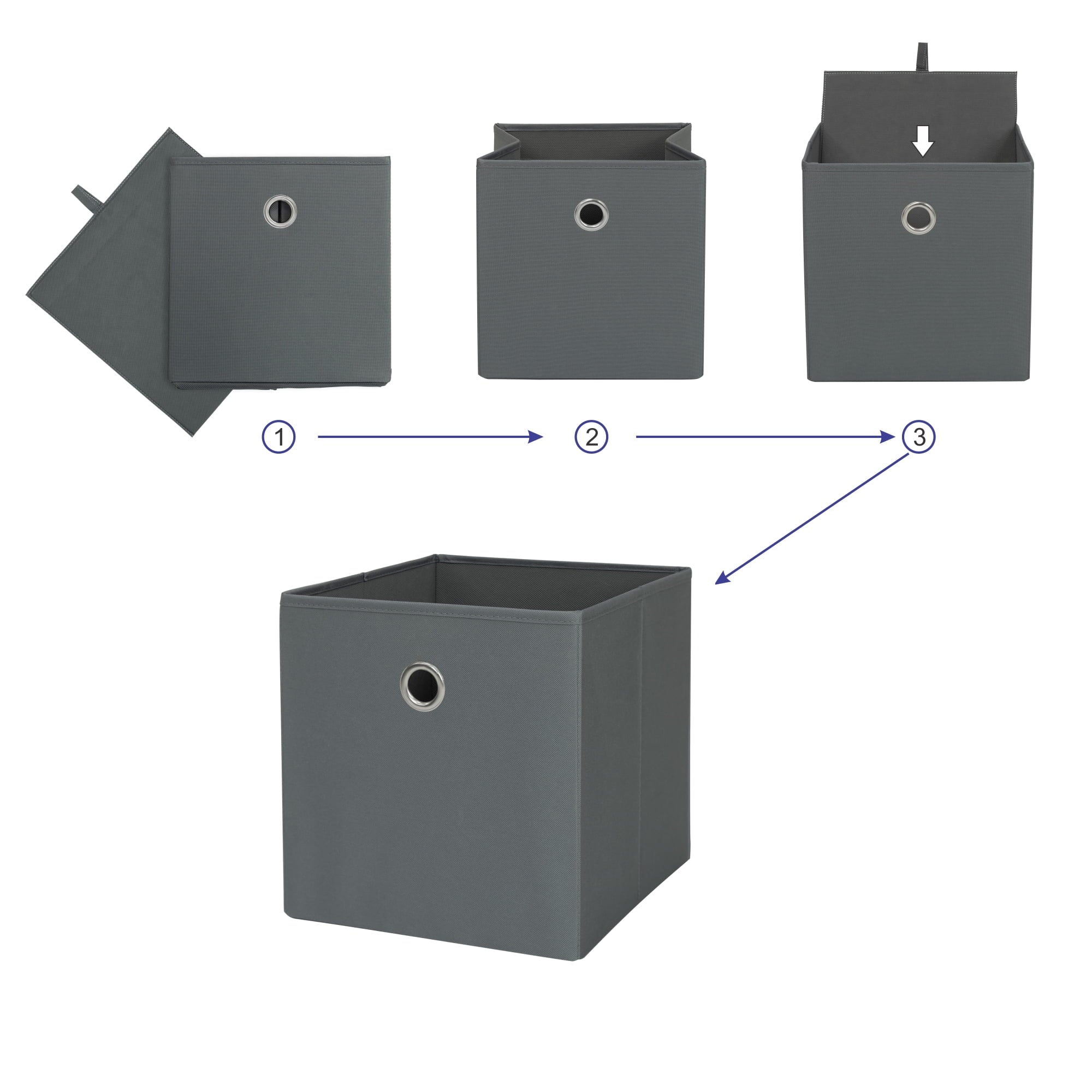 Collapsible Fabric Cube Storage Bin, Rich Black