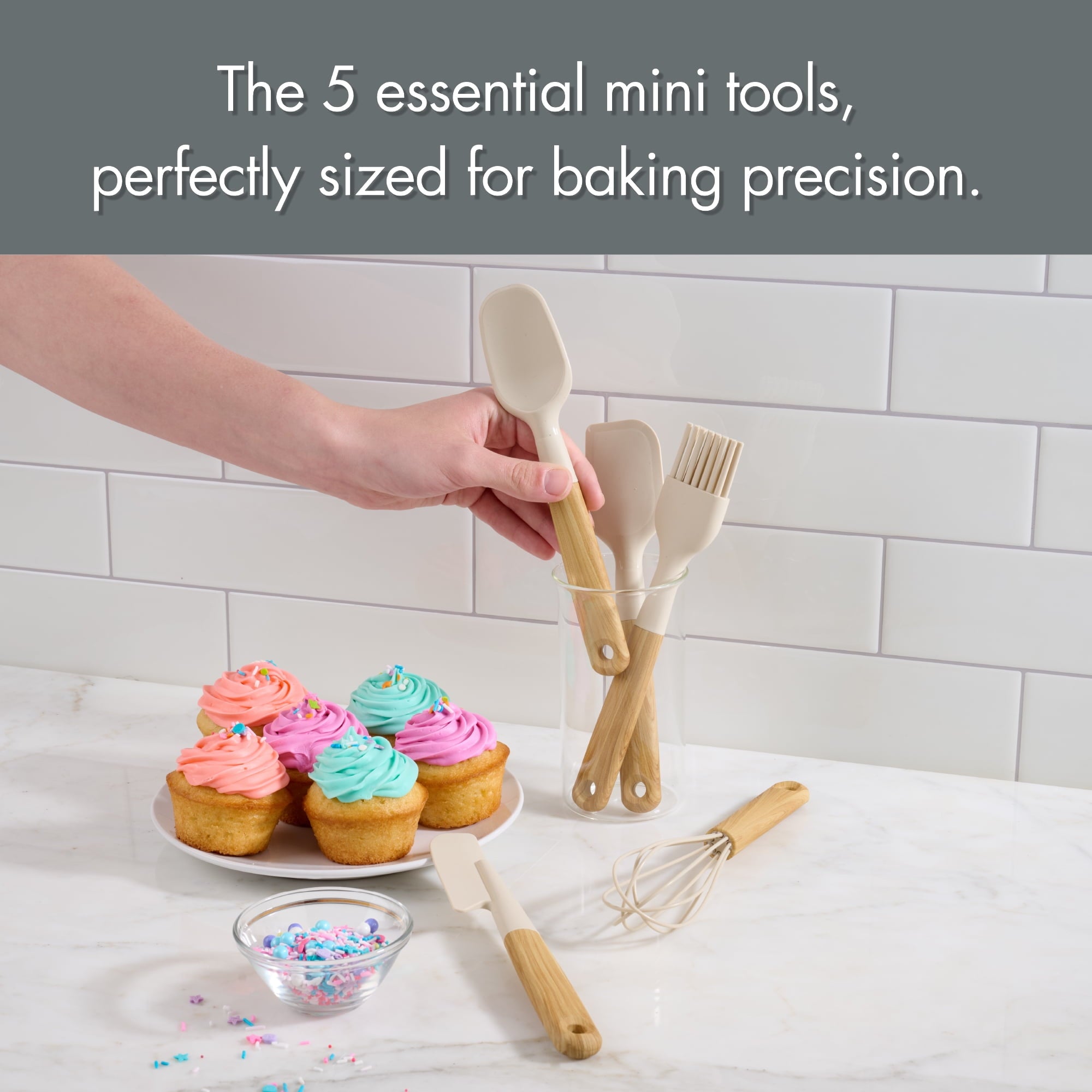 5 Piece Mini Utensils, Light Gray