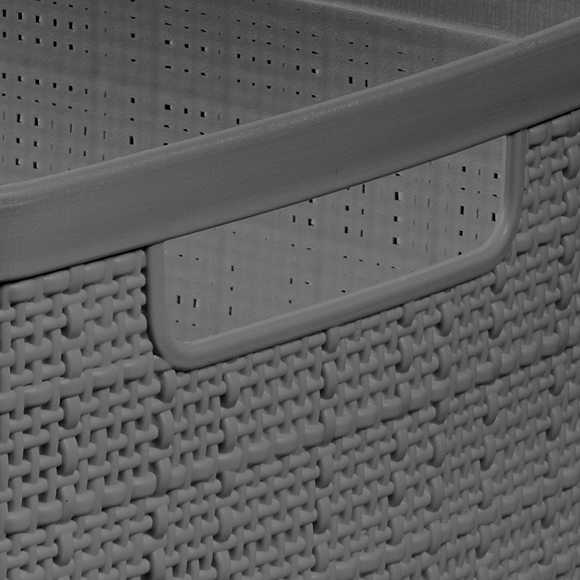 Jute Small Gray Plastic Decorative Storage Basket, 10.6 in x 7.8 in x 4.3 in