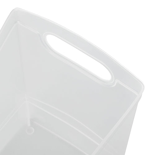 12 Qt Clear Plastic Storage Bin Organizer with Carrying Handles, Narrow Rectangular Utility Container for Pantry, Closet, Cabinet and Shelf Storage