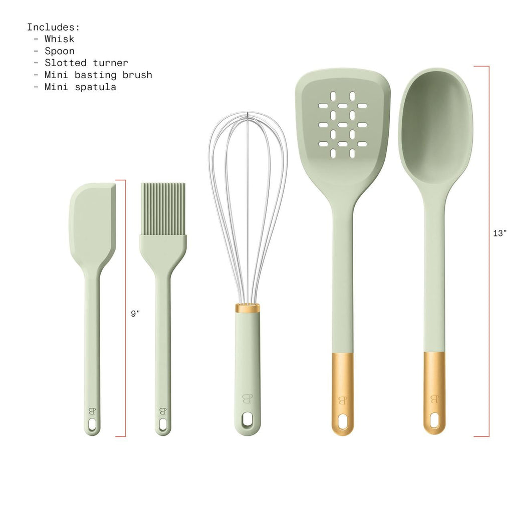 5-Piece Kitchen Tool Set, Porcini Taupe by Drew Barrymore