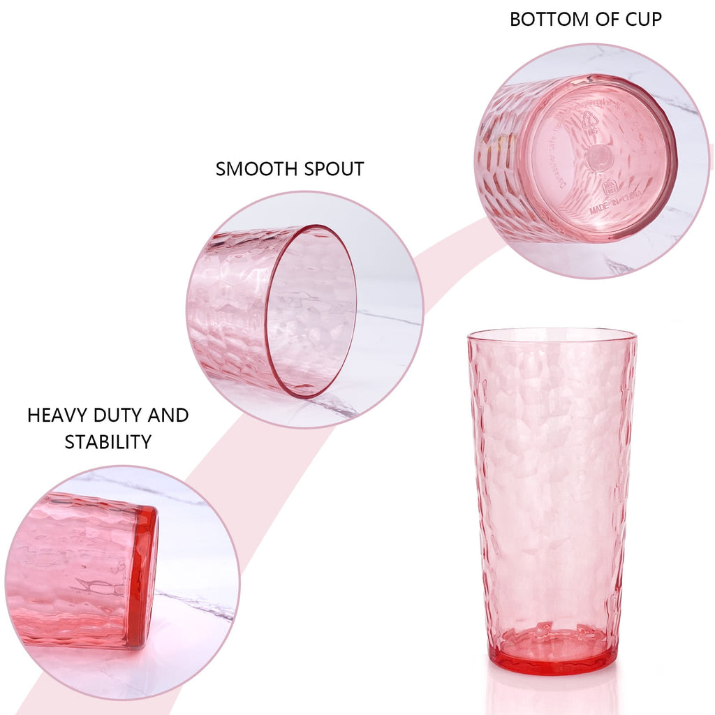 24-Ounce Plastic Tumbler Acrylic Drinking Glasses, Plastic Cups, , , Shatter Proof, , Set of 8 ( Multicolor )