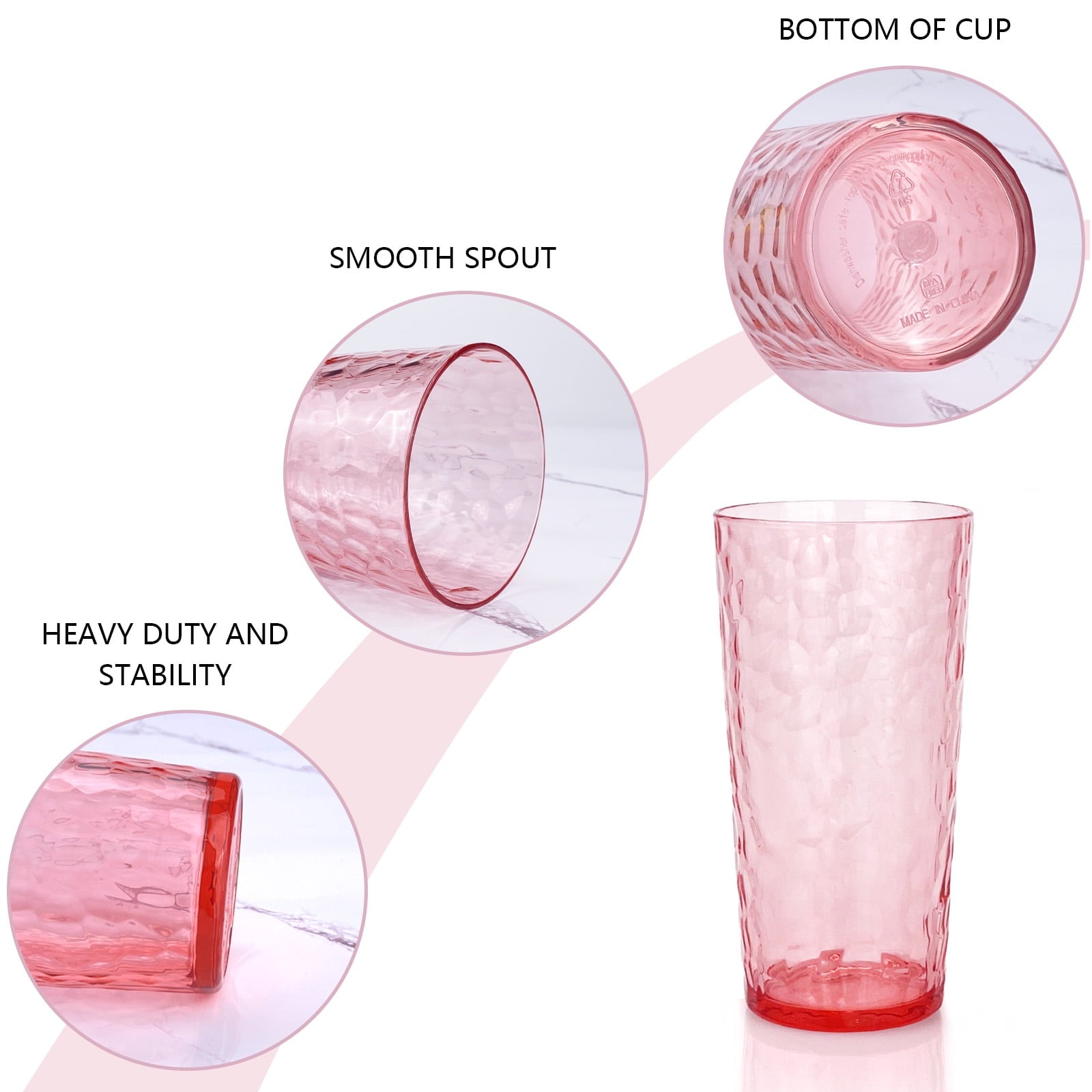24-Ounce Plastic Tumbler Acrylic Drinking Glasses, Plastic Cups, , , Shatter Proof, , Set of 8 ( Multicolor )