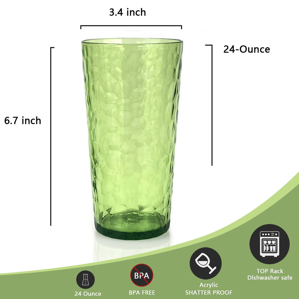 24-Ounce Plastic Tumbler Acrylic Drinking Glasses, Plastic Cups, , , Shatter Proof, , Set of 8 ( Multicolor )